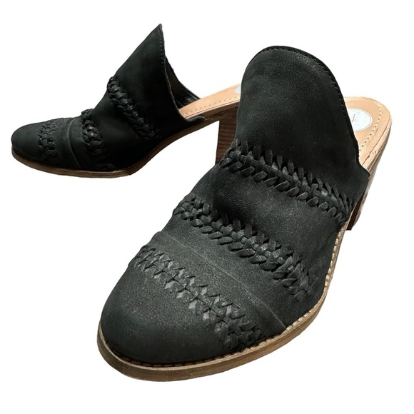 Journee Signature Woven Suede Leather Black Mules Huntly Size 9 - Picture 4 of 11